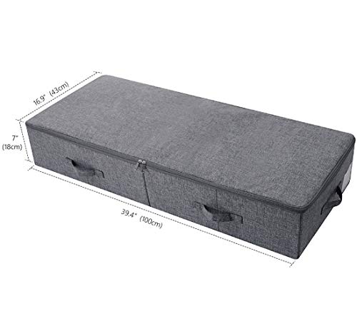 iwill CREATE PRO Large Under the Bed Storage Container for Duvets, Blankets Bedding Accessories, Black Gray