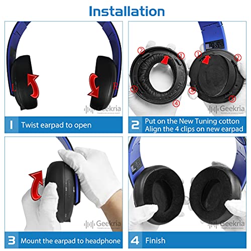 Geekria Earpad + Headband Compatible with Sony Playstation Gold Wireless / PS4 / PS3 / PSV Gold Wireless Headphone Ear Pad and Headband Pad/Ear Cushion + Headband Cushion/Repair Parts Suit (Blue)