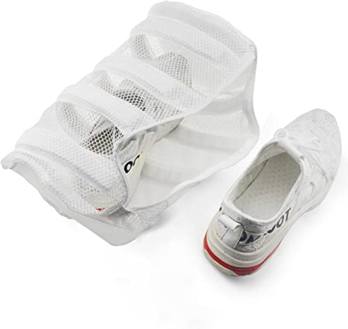 Shoe Washing and Dry Bags for Laundry Machines - SOOHAO Pack of 2 Sneaker Mesh Laundry Bags with Bumper Protectors for Canvas Shoes, Nike, Adidas, Sneakers, Knitted Sock Shoes and Delicates