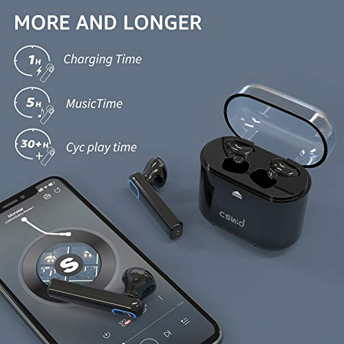 Cshidworld Wireless Earbuds, Bluetooth 5.0 Earbuds Headphones, True Wireless Stereo Earphones with 30Hrs Playback, Hi-Fi Sound Bluetooth Headset with Charging Case One-Step Pairing Noise Cancelling