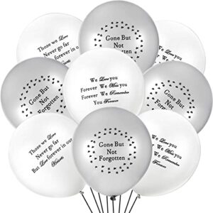 60 pieces memorial balloons funeral remembrance balloons personalizable funeral balloons for death and funeral, white and silver