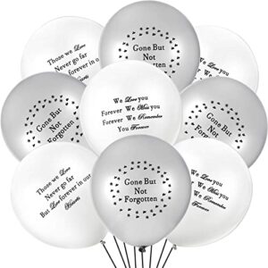 60 Pieces Memorial Balloons Funeral Remembrance Balloons Personalizable Funeral Balloons for Death and Funeral, White and Silver