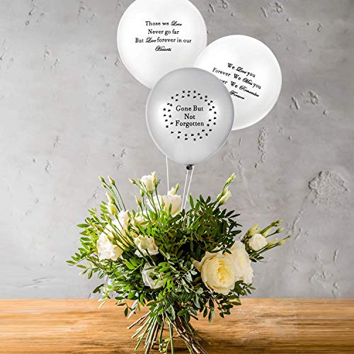 60 Pieces Memorial Balloons Funeral Remembrance Balloons Personalizable Funeral Balloons for Death and Funeral, White and Silver