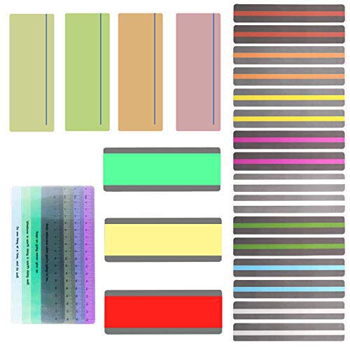 Allazone 27 PCS Reading Guide Highlight Strips 4 Style Highlight Strips Colored Overlay Highlight Bookmarks Help with Dyslexia for Children, Teacher Teaching