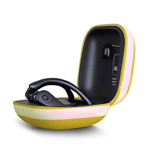 Coffea Protective Silicone Case for Beats Powerbeats Pro 2019 (White Edge, Deep Yellow)