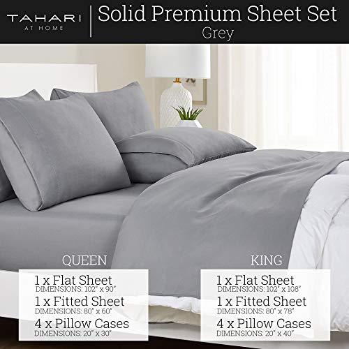 Tahari Home - King Sheet Set, Lightweight 6-Piece Sheets with Matching Pillowcases, Soft Room Decor (Modern Grey, King)