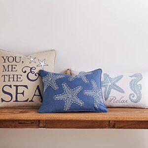 Levtex Home - Blue Bay - Decorative Pillow (18 X 18in.) - You, Me & The Sea - Natural, Navy and White