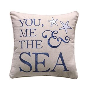 levtex home - blue bay - decorative pillow (18 x 18in.) - you, me & the sea - natural, navy and white