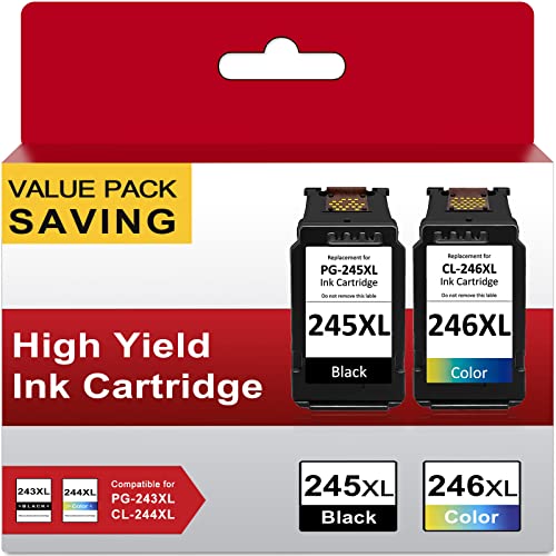 PG-245XL CL-246XL High Yield for Canon Ink Cartridges 245 246 Combo Pack Compatible for Cannon Pixma MX490 MX492 MG2522 TS3122 TS3300 TS3322 TS3320 TR4500 TR4520 TR4522 MG2500 MG2922 TS3100 Printer