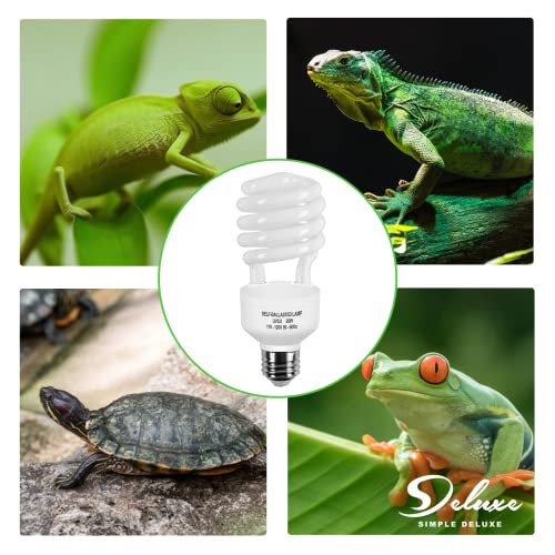 Simple Deluxe 1 Pack 26 Watts Reptile UVB 5.0 Spiral Compact Terrarium Bulb for Rainforest Type Reptiles