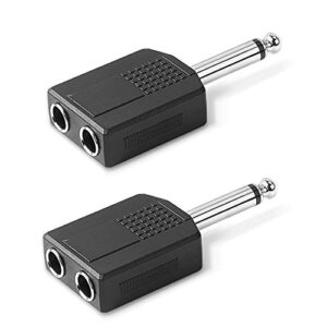 jelanry 1/4" 6.35mm stereo plug male to dual 1/4" 6.35mm jack female splitter adapter, dual 6.5mm jack adapter audio y cable splitter for guitar, microphone, amplifier taa compliant black 2pack