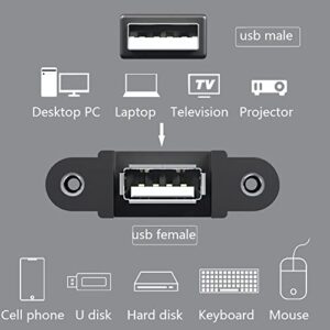 Guo USB Charging Extension Cable Male to Dual Female, USB 2.0 Charging Port 1 to 2 Panel Mount with Screw Hole, Used for Furniture/Mobile Phones/Portable Power and More(5FT/1.5m)