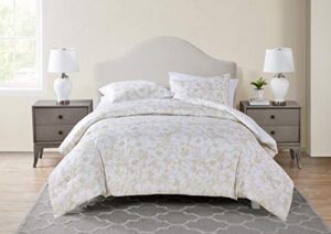tahari home - full comforter set, 3-piece bedding with matching shams, stylish room decor (rhianna taupe, full/queen)