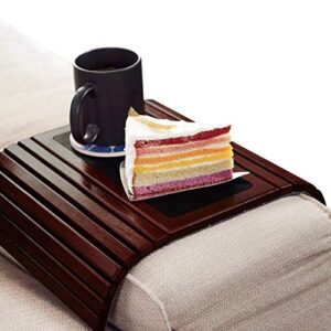 lenue bamboo sofa arm tray - newly upgraded small tv side table for your couch - ideal cup holder, drink coaster and remote caddy - perfect for birthday, housewarming & wedding gifts