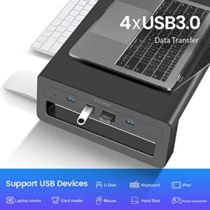 Dual Monitor Stand Computer Riser with USB 3.0 Hub Ports, Aluminum Strong&Sturdy Stand for Double Computer, TV, PC, Printer, Multi Media Speaker-Multifunctional Desktop Organizer