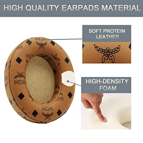 Replacement Ear Pads Protein PU Leather Ear Cushion Compatible with Beats by Dr.Dre Studio 2.0 Studio 3 B0500 B0501 Wired Wireless Over-Ear Headphones (Floral Brown)