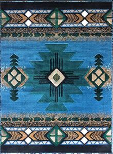 champion rugs southwest native american indian light blue area rug (3 feet 10 inch x 5 feet 2 inch)
