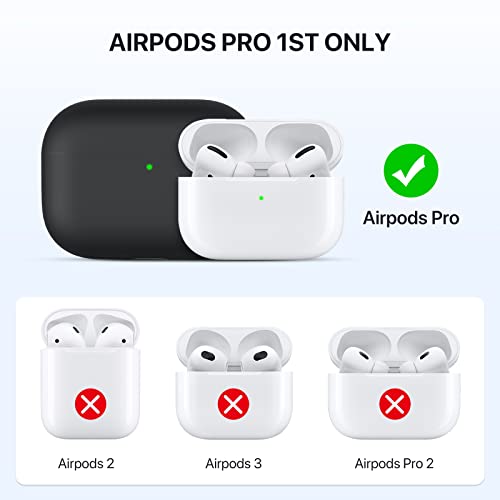 Miracase Upgrade Cover for Airpods Pro Case, Triple Layer Protective Liquid Silicone Case for AirPods Pro Charging Case, 2019 Release LED Visible Shockproof Soft Skin Friendly Silicone Case (Black)
