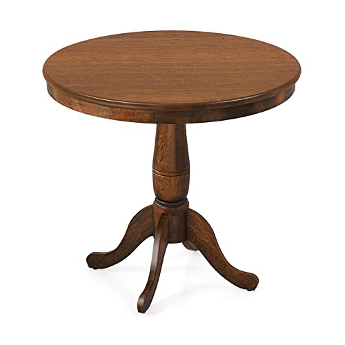 Giantex Table 30" Wooden Round Pub Pedestal Side Table, Adjustable Foot Pads, Spacious Table Top, Multi-Purpose Furniture for Bar, Kitchen, Dining Room, Restaurant End Table (30 Inch)