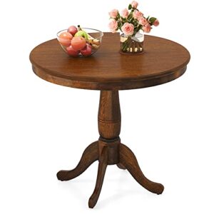 Giantex Table 30" Wooden Round Pub Pedestal Side Table, Adjustable Foot Pads, Spacious Table Top, Multi-Purpose Furniture for Bar, Kitchen, Dining Room, Restaurant End Table (30 Inch)