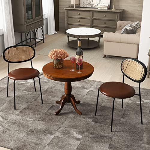 Giantex Table 30" Wooden Round Pub Pedestal Side Table, Adjustable Foot Pads, Spacious Table Top, Multi-Purpose Furniture for Bar, Kitchen, Dining Room, Restaurant End Table (30 Inch)