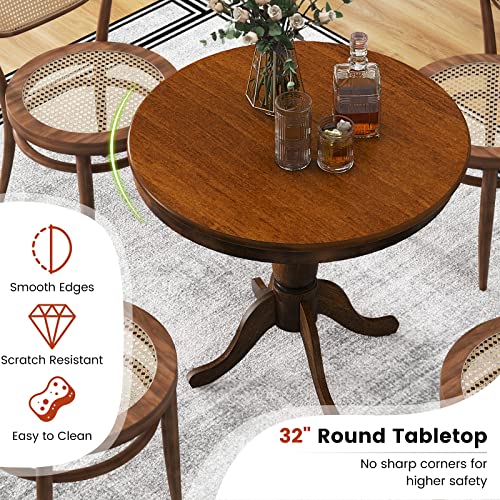 Giantex Table 30" Wooden Round Pub Pedestal Side Table, Adjustable Foot Pads, Spacious Table Top, Multi-Purpose Furniture for Bar, Kitchen, Dining Room, Restaurant End Table (30 Inch)