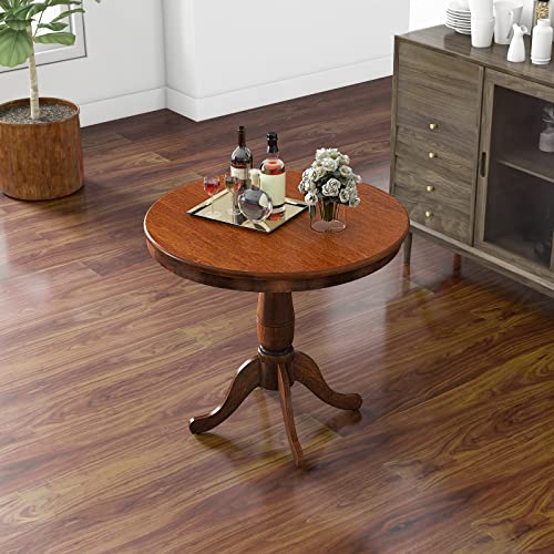 Giantex Table 30" Wooden Round Pub Pedestal Side Table, Adjustable Foot Pads, Spacious Table Top, Multi-Purpose Furniture for Bar, Kitchen, Dining Room, Restaurant End Table (30 Inch)