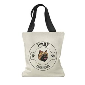 custom canvas tote shopping bag i love paw my cairn terrier dog cairn terrier reusable beach bags for women black design only