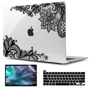 twol case for macbook pro 16 inch 2019 2020, ultra slim hard shell case and keyboard cover screen protector for new macbook pro 16 inch a2141 fashion lace