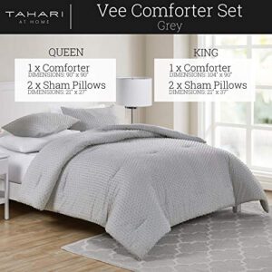 Tahari Home - King Comforter Set, 3-Piece Bedding with Matching Shams, Chic Room Decor (Vee Grey, King)