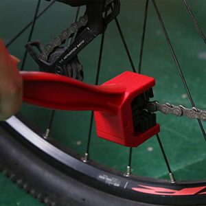 Suuonee Chain Cleaning Brush, Motorcycle Motocross Bike Bicycle Chain Crankset Cleaning Brush Wash Cleaner Tool (Red)