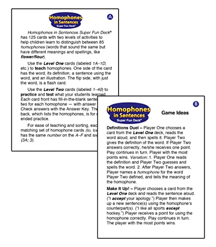 Super Duper Publications | Homophones in Sentences Flash Cards Fun Deck | Educational Learning Resource for Children