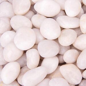 cfkj 18 pounds white decorative pebbles river rock aquarium gravel,garden ornamental pebbles, natural polished decorative gravel,white decorative stones,pebbles,decor pebbles for landscaping (white)