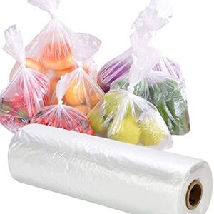 RyhamPaper Food Storage Bags, 1 Roll 12 x 16 Plastic Produce Bag on a Roll Fruits, Vegetable, Bread, Food Storage Clear Bags, 350 Bags