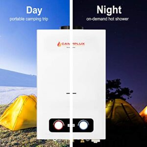 Camplux 2.64 GPM Tankless Propane Water Heater, Outdoor Portable Gas Water Heater with Overheating Protection, Instant Propane Hot Water Heater for RV, Camping, Cabins, Barns, White