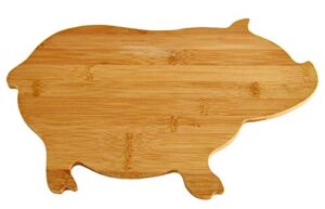 home-x pig-shaped bamboo reversible cutting board and serving tray, cheese board, kitchen tray, or fruit platter-natural color-15 5/8" x 9 1/2" x 5/8"