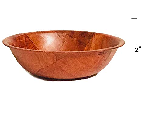 Wooden Woven Round Salad Bowl, Woven Wood Snack Bowl (8"-Inch, Set of 6) Mixing Bowl