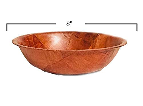 Wooden Woven Round Salad Bowl, Woven Wood Snack Bowl (8"-Inch, Set of 6) Mixing Bowl