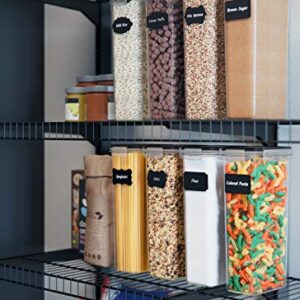 Chef's Path Airtight Food Storage Containers (Set of 4, 2.8L) - Tall Pasta Storage Containers for Pantry & Kitchen Organization, Spaghetti, Noodles, Cereal - Lids, Noodle Measure and Reusable Labels Included