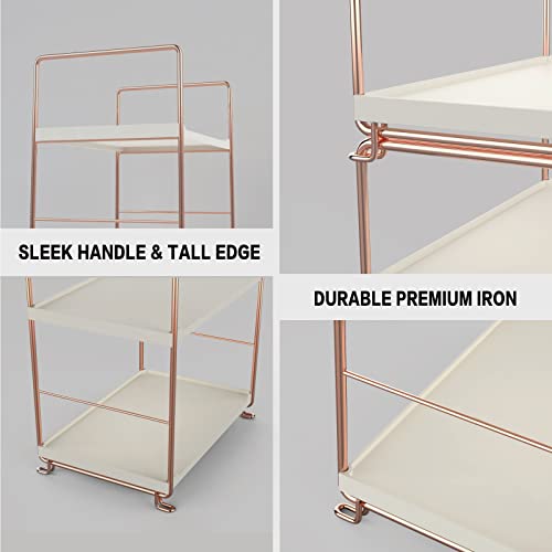 Desktop Cosmetics Storage Rack Rose Gold 2/3 Layers Bathroom Makeup Organizer Assembled Kitchen Seasoning Iron Storage Shelves (3-Layers)