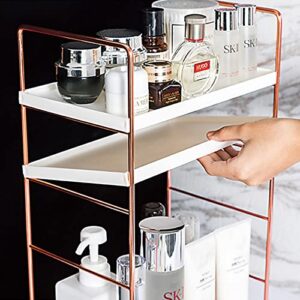 Desktop Cosmetics Storage Rack Rose Gold 2/3 Layers Bathroom Makeup Organizer Assembled Kitchen Seasoning Iron Storage Shelves (3-Layers)