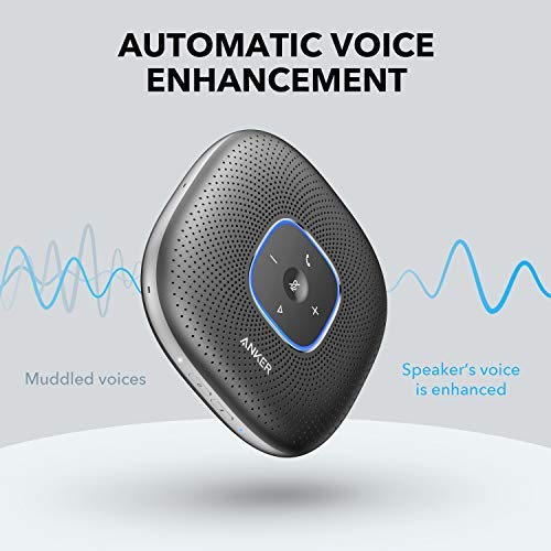 Anker PowerConf Speakerphone, 6 Mics, Enhanced Voice Pickup, 24H Call Time, Bluetooth 5, USB C, Zoom Certified Conference Speaker, Compatible with Leading Platforms For Home Office