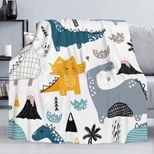 Delerain Cute Animals Dinosaur Soft Throw Blanket 40"x50" Lightweight Flannel Fleece Blanket for Couch Bed Sofa Travelling Camping for Kids Adults