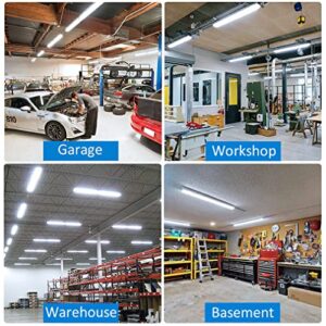 CNSUNWAY 4FT LED Shop Light, 48W 6300LM 6500K Super Bright, T8 Integrated LED Tube Lights, D-Shaped, High Output, Clear Cover, Linkable Shop Lights, LED Garage Light 4 Foot with Plug (6 Pack)