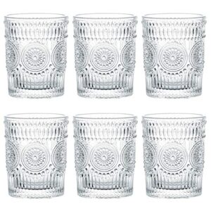 kingrol 6 pack 9 oz romantic water glasses, premium drinking glasses tumblers, vintage glassware set for juice, beverages, beer, cocktail