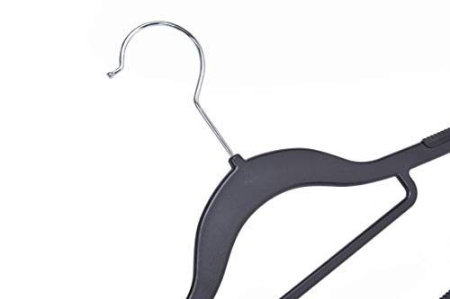 Quality Hangers Clothes Hangers 50 Pack - Non-Velvet Plastic Hangers for Clothes - Heavy Duty Coat Hanger Set - Space-Saving Closet Hangers with Black Swivel Hooks - Functional Non-Flocked Hangers