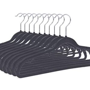 Quality Hangers Clothes Hangers 50 Pack - Non-Velvet Plastic Hangers for Clothes - Heavy Duty Coat Hanger Set - Space-Saving Closet Hangers with Black Swivel Hooks - Functional Non-Flocked Hangers