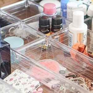 Kingrol 15 Pieces Clear Drawer Organizers, Drawer Divider Storage Bins, Desk Storage Box Set for Kitchen Utensils Bedroom Makeup Vanities Jewelries Office & Craft Supplies