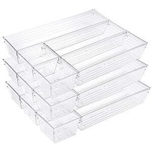 Kingrol 15 Pieces Clear Drawer Organizers, Drawer Divider Storage Bins, Desk Storage Box Set for Kitchen Utensils Bedroom Makeup Vanities Jewelries Office & Craft Supplies