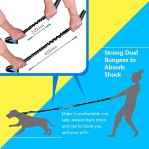 UPPETLY Hands Free Dog Running Leash with Adjustable Waist Belt, Dual Handle Elastic Bungees Retractable Rope for Medium and Large Dogs, Reflective Stitches for Walking Hiking Biking